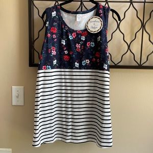 Sale! 🌻 2/25! Navy floral and striped tank, XL 🆕